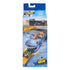 Hot Wheels City Nemesis Shark Launcher packaging showing a large illustrated shark with a wide mouth, launching a green car on track, with included black police-style toy car visible in window.