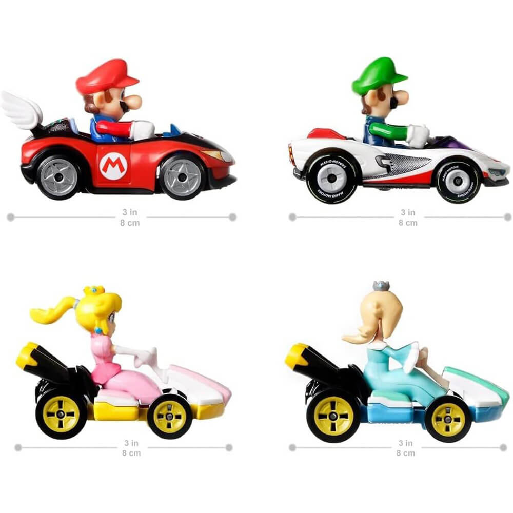 car measurements for each of the Hot Wheels Mario Kart 4-Pack