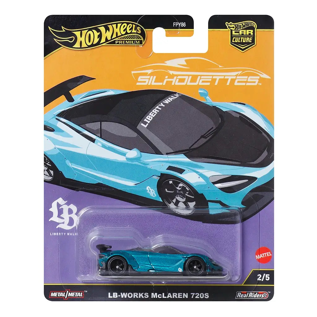 Hot Wheels LB-Works McLaren 720S toy car in orange and purple packaging