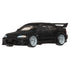 Hot Wheels Honda Civic diecast car in glossy black metal with smooth detailed body, low coupe profile, silver alloy-style wheels, front bumper vents, and rear wing, photographed at an angled view on a white studio background.