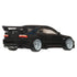 Hot Wheels Honda Civic diecast car in glossy black metal with sculpted rear bumper, twin exhaust detail, red tail lights, silver wheels, and large rear spoiler, shown from a rear angled view on a white background.