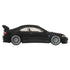 Hot Wheels Honda Civic diecast car in glossy black metal with smooth side panels, compact two-door coupe form, silver multi-spoke wheels, side skirts, and tinted windows, presented in a clean side profile on white.