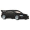 Hot Wheels Honda Civic diecast car in glossy black metal with smooth molded body, compact coupe shape, silver multi-spoke wheels, rear spoiler, and clear windows, shown isolated on a white background for product display.