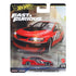 Hot Wheels Premium Fast & Furious Lancer Evolution IX packaging showing red metal diecast sedan inside a clear blister, bold movie card art, Fast & Furious branding, vehicle name text, and urban action background for retail display.