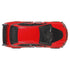 Hot Wheels Mitsubishi Lancer Evolution IX diecast car in bright red metal with smooth roof panel, contrasting black hood detail, visible racing graphics, compact performance proportions, shown from a top-down view on white.