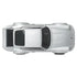Hot Wheels Porsche 911 Carrera RS 3.8 diecast car in metallic silver metal with smooth roof panel, sculpted hood lines, rear spoiler outline, compact sports car proportions, shown from a top-down view on white.