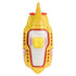 Top view of Hot Wheels Beatles Yellow Submarine toy showing white conning tower, yellow details, red portholes along both sides, and symmetrical bow-to-stern layout.