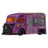 Hot Wheels Premium Citroën Type H angled view showing purple die-cast metal finish, ribbed van panels, orange-tinted windows, and Nightmare Before Christmas skull artwork, highlighting the collectible form on a clean white backdrop.