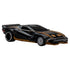 Hot Wheels Premium Quadra Turbo-R V-Tech shown in angled view, featuring black metal body with gold striping, sculpted side intakes, rear spoiler, and Real Riders wheels designed for display and collecting.