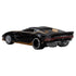 Hot Wheels Premium Quadra Turbo-R V-Tech rear angled view showing black and gold paint finish, wide stance, exposed rear mechanical details, spoiler, and detailed taillight design.
