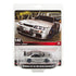 Hot Wheels Premium packaging showing silver Nismo GT-R LM model car, 1:43 scale, featuring metallic paint, Real Riders rubber tires, and collector artwork on display.