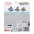 Back packaging of Marvel Hot Wheels RacerVerse diecast series, showing collectible cars Wolverine, Thanos, and Rocket with safety warnings, logos, and product details.