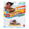 Disney Moana Hot Wheels RacerVerse die-cast car in 1:64 scale, featuring Moana in a brown canoe-inspired vehicle with floral details, blue wheels, and retail blister packaging.