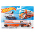 Hot Wheels Speedway Hauler package front featuring a clear plastic blister on a blue Hot Wheels Super Rigs card, displaying the orange transport truck and blue race car with logos and branding.