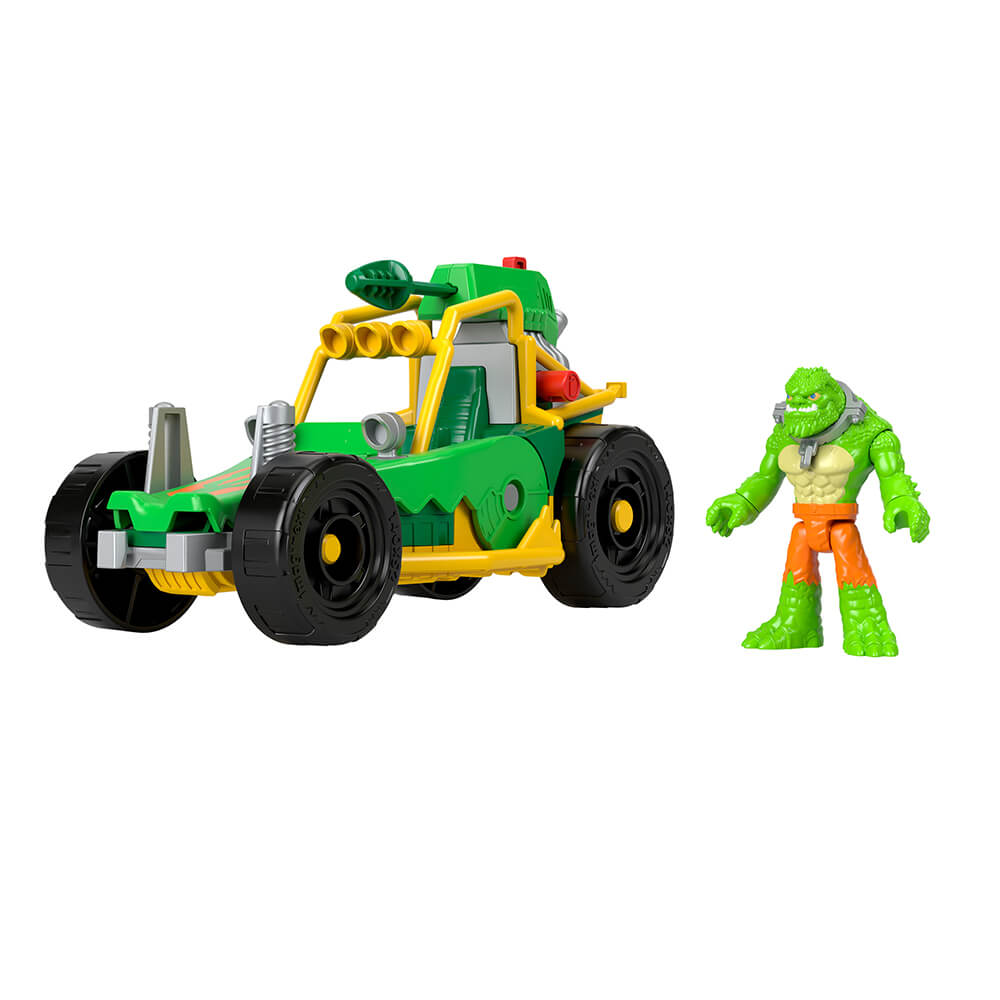 Figure standing outside vehicle of the Imaginext DC Super Friends Killer Croc Buggy Playset