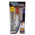 InAir space shuttle playset packaging presents the white and orange shuttle and astronaut figure inside a tall clear-front box decorated with galaxy graphics and product labels designed for young space fans. Designed to emphasize molded details and child-friendly imaginative play.
