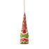 Alternate side view of Jim Shore Grinch gnome ornament featuring tall red hat with green swirls, Santa suit, and double-sided "Naughty/Nice" theme design.