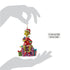 Size comparison image of Jim Shore Grinch ornament, 4.5 inches tall, shown being held by a silhouette hand, featuring Grinch wrapped in lights on a gift box.