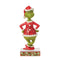 Front view of Grinch figurine in Santa costume with hands on hips, green fur texture, and detailed base; festive Jim Shore holiday collectible decor piece.