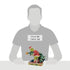 Jim Shore Grinch figurine in Santa outfit carrying decorated Christmas tree, 19 cm tall, shown in scale against gray silhouette of seated person.