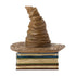 Rear view of Jim Shore Sorting Hat figurine shows sculpted folds, tilted peak, and colorful carved book base with textured pages.