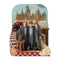 Front view of Jim Shore Harry Potter figurine with Hogwarts castle background, trio in robes, Sorting Hat on wooden stool, red train, and Gryffindor crest detail.