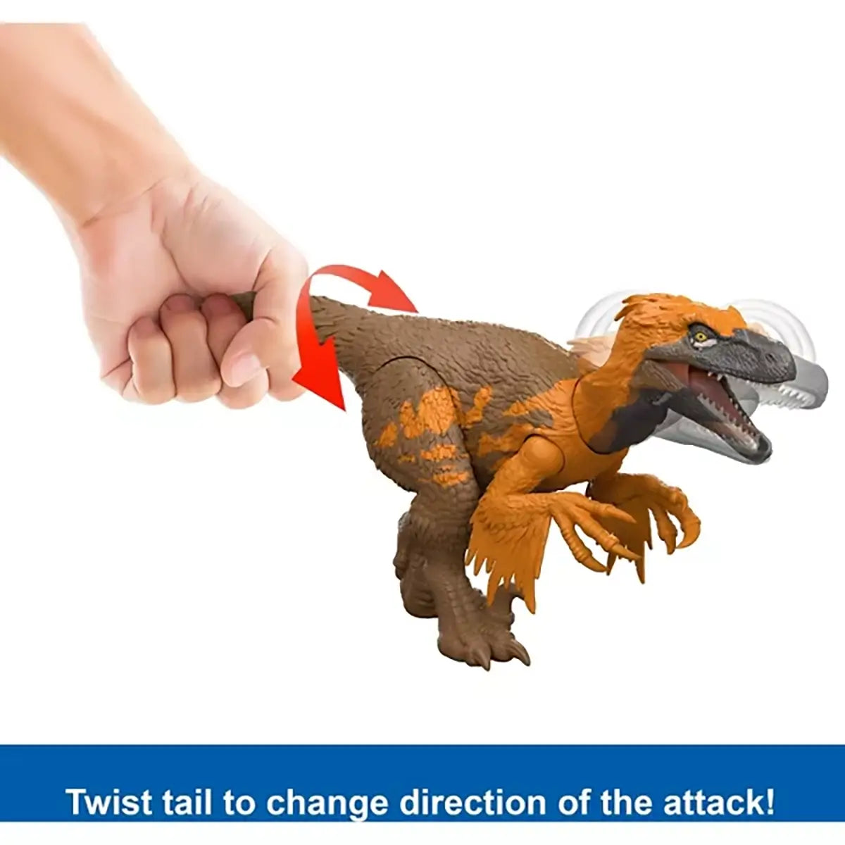Jurassic World Rebirth Wild Roar Utahraptor 10-Inch Dinosaur Figure twist tail to change direction of attack
