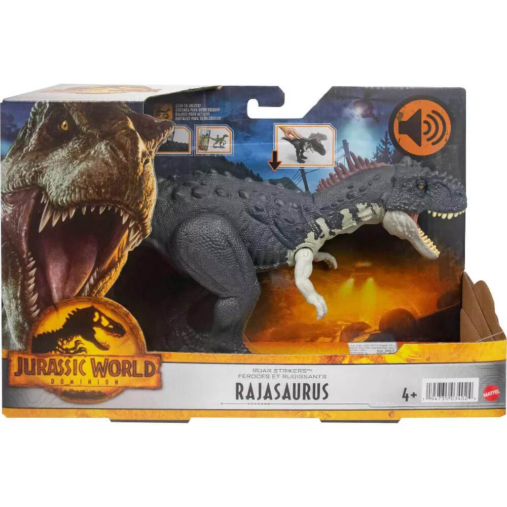 Jurassic World Roar Strikers Rajasaurus Dinosaur Figure packaging