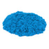 kinetic sand neon blue sand bright blue soft crumbly texture forming a low rounded mound shape for creative molding and tactile sensory play, set on a plain white background