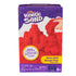 Kinetic Sand neon red sand product box purple cardboard rectangular front view showing red sand castle and flowing sand imagery for kids sensory play, on a clean white background
