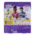 Kinetic Sand Smoothie Mixer playset package back with purple design, photos of children playing, step-by-step visuals, multilingual instructions, and contents list explaining mixing and molding sand activities.