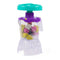 Clear, purple, and teal Kinetic Sand Smoothie Mixer toy with transparent blender jar, internal mixing blades, and stacked colored sand pieces, designed for pretend smoothie and sensory play on white.