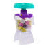 Clear, purple, and teal Kinetic Sand Smoothie Mixer toy with transparent blender jar, internal mixing blades, and stacked colored sand pieces, designed for pretend smoothie and sensory play on white.