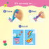 Klutz Jelly Stickers instructions illustrate trace, peel and stick steps with simple drawings on pastel backgrounds, demonstrating how bright jelly paint transforms into colorful raised stickers for decorating surfaces.