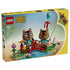 LEGO Animal Crossing Timmy & Tommy's Fun Day Out 77059 box in yellow and blue shows two brown figures on a red bridge over a blue stream with flowers, fishing rod, and balloon gift.