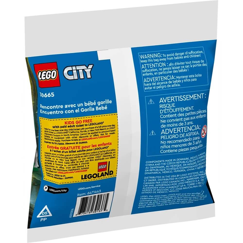 rear image packaging LEGO® Baby Gorilla Encounter 34 Piece Building Set (30665)