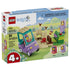 LEGO Bluey Grannies with Bingo and Bluey 11216 box front shows a purple and teal car, tan sandcastle, green garden, two figures, 80-piece count, and age 4+ label.