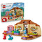 LEGO Bluey School with Rusty and Bluey 11221 pairs the colorful retail box with the tan and brown classroom build, character figures, stroller, furniture, and accessories.