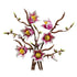 LEGO magnolia flower model displays pink and white plastic blossoms with yellow centers on brown branching stems, designed as decorative botanical home decor, isolated on a clean white background.