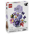 LEGO Botanicals Olivia Rodrigo's Flower Bouquet 11507 box front features purple, pink, red, green, and black brick-built flowers and butterflies on white packaging.