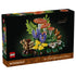 LEGO Botanicals Woodland Mushrooms 11505 box front presents orange spotted caps, yellow and brown fungi, purple flowers, and green foliage on black packaging.