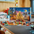 LEGO City Advent Calendar 2026 display features colorful plastic Santa, elves, snowman, Christmas tree and toy builds arranged before the numbered snowy village calendar.