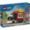 LEGO City Fries Food Truck box front displaying blue branded packaging with a red fry truck, oversized fries sign, vendor minifigure, customer minifigure, and urban street background artwork.