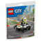 LEGO City Go-Kart Racer 30719 package in white and blue, showing the lime green, black, and gray 48-piece kart with helmeted driver racing on a track.