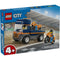 LEGO City Motorcycle Transporter box front showing blue branded packaging with a transport truck, two racing motorcycles, rider minifigures, stadium setting, and age 4+ building details.
