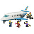 LEGO City Passenger Jet toy set features a white and blue plastic airplane, four minifigures and a baggage cart arranged together on a clean white background.