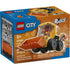 LEGO City Loader box front featuring blue and orange cardboard packaging with construction graphics, yellow loader vehicle, minifigure operator, age 5+ label, piece count, and clear LEGO City branding.