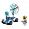 LEGO City Space Utility Vehicle 30315 in white, blue and black plastic features four wheels, a clear blue dish and red antenna, beside a white astronaut figure.