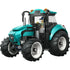 LEGO City tractor toy featuring a teal and black plastic farm tractor with large textured tires, enclosed cab, roof lights, and a farmer minifigure designed for imaginative farm play.