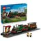LEGO City Vintage Steam Train set 60511 pairs a blue 575-piece box with a green, black, and red locomotive, brown passenger car, station platform, track, and minifigures.